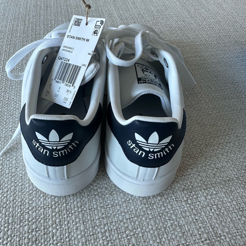 Adidas Stan Smith White and Navy Sneakers
